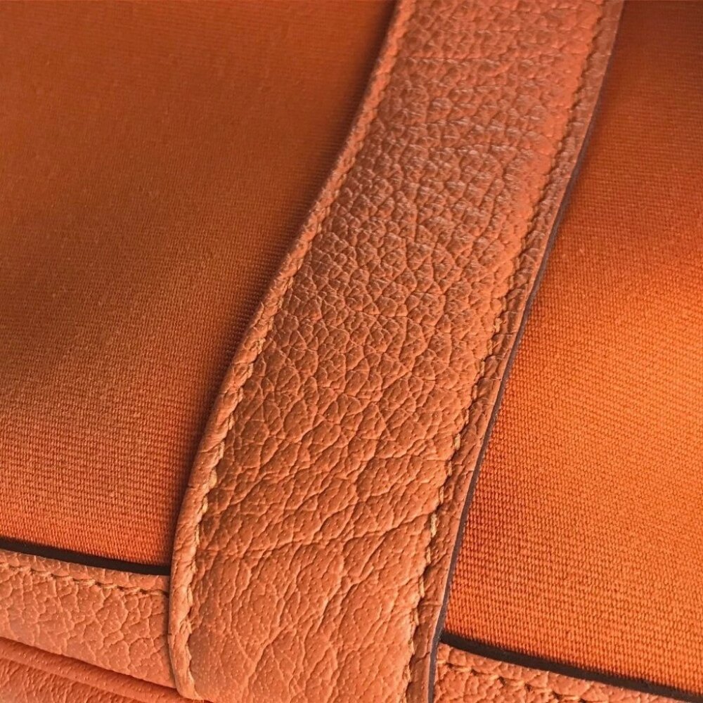 HERMES Garden party PM Shoulder Bag Tote Bag Toile Offic xLeather Orange - Picture 12 of 14